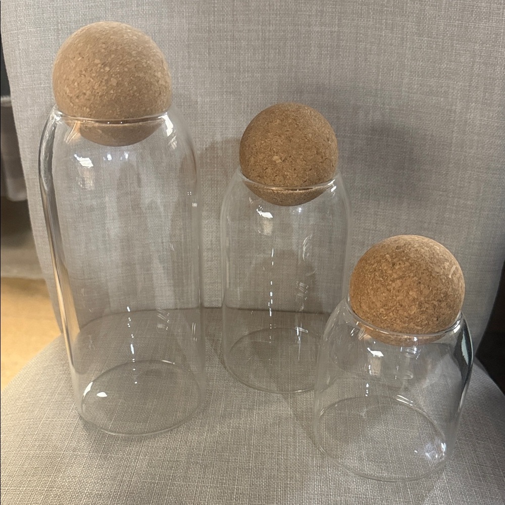Set of Glass Jars with Cork Lids